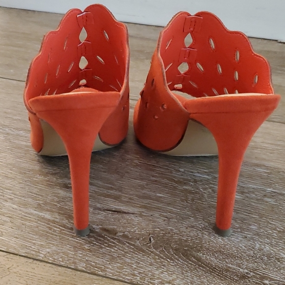 Bright Orange slip on heels - Picture 2 of 5